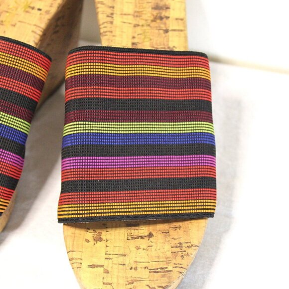 Montego Bay Club Size 8.5 Cork Heel Sandal Stretch Fabric Upper Material - Picture 2 of 6